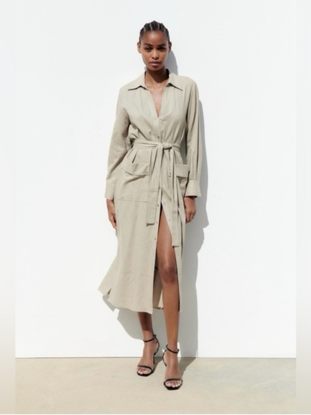 Zara | Linen Blend Midi Dress, Small